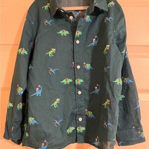 H&M Kids Dinosaur Button Down Shirt - Dark Green